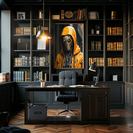 Cybernetic Sentinel In The Rain Poster PosterGoat