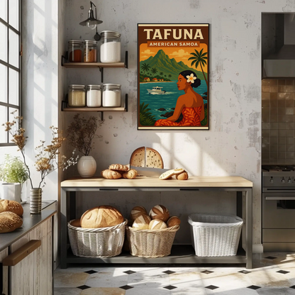 Tafuna American Samoa Woman Coastline Travel Poster