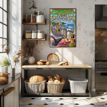 Lahaina Maui Hawaii Surfboard Whale Travel Poster