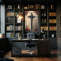Intricate Christian Symbolism Cross Poster