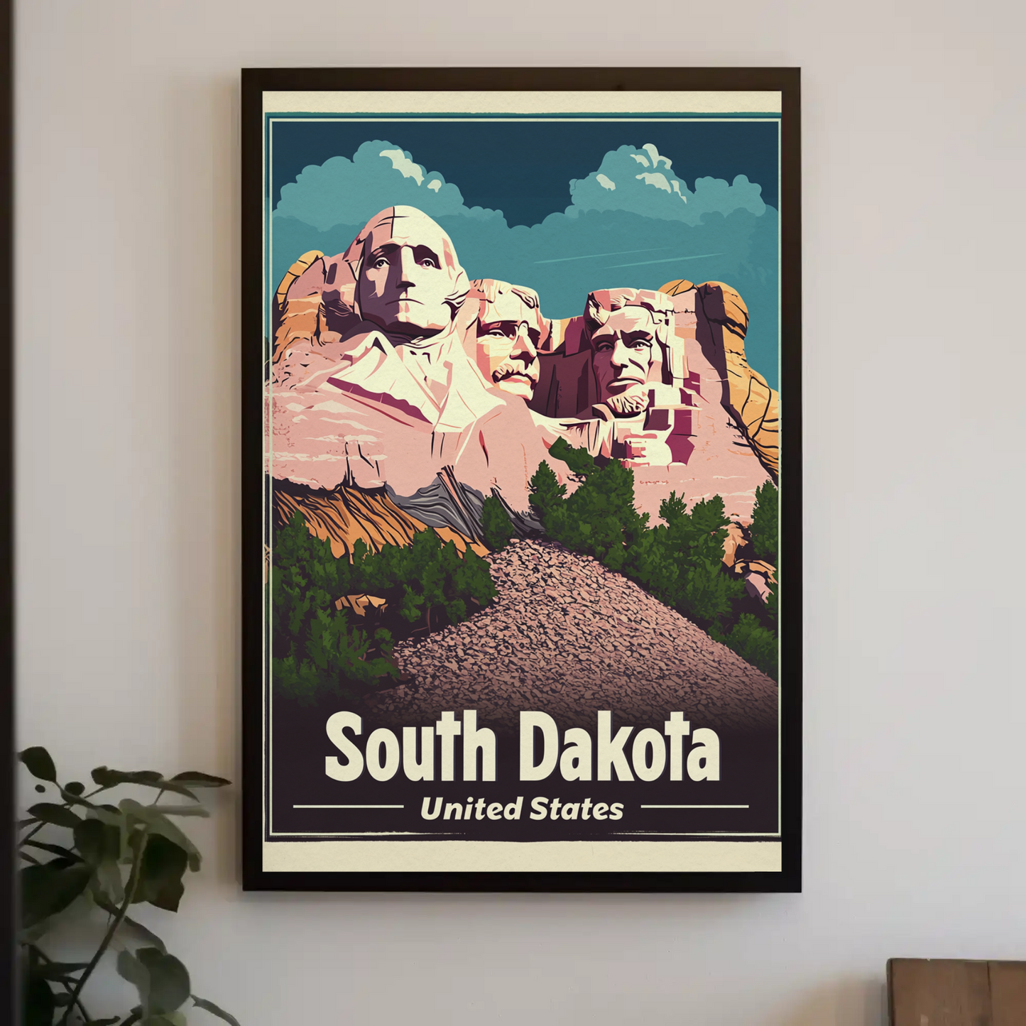 Mount Rushmore United States South Dakota Vintage Travel Poster