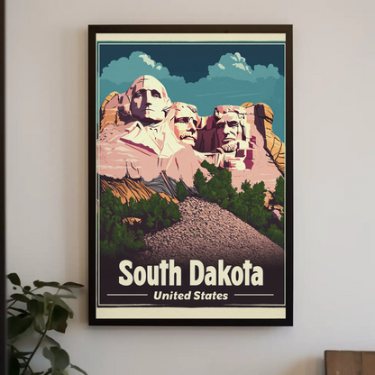 Mount Rushmore United States South Dakota Vintage Travel Poster