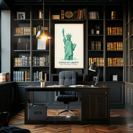 Statue of Liberty Teal Minimalist Artistic Poster PosterGoat