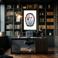 Humorous Skeleton Self-Image Cartoon Phone Heart Poster