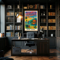 Serene Lake George Lakeside Sunset Poster Vintage Wall Art