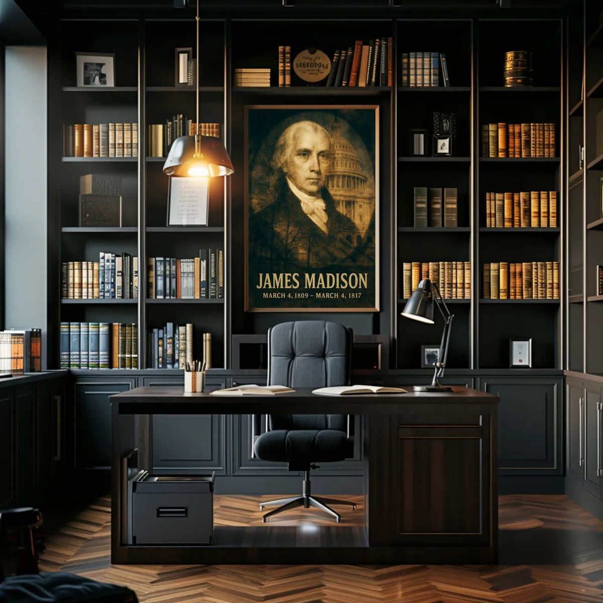 James Madison 4th President of the United States Double Exposure Poster