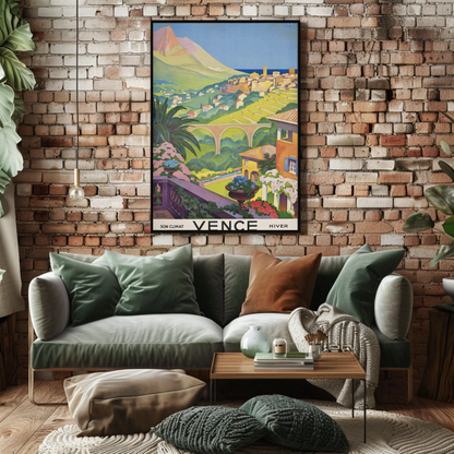 Vence - Scenic French Riviera Vintage Travel Poster