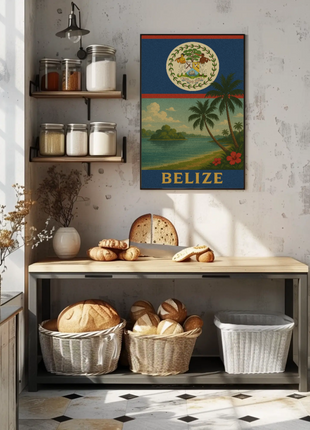 Belize Tropical Coast Vintage Travel Poster