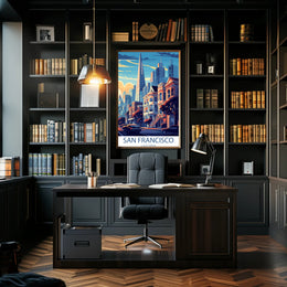 Vibrant San Francisco Urban Scene Cityscape Art Poster