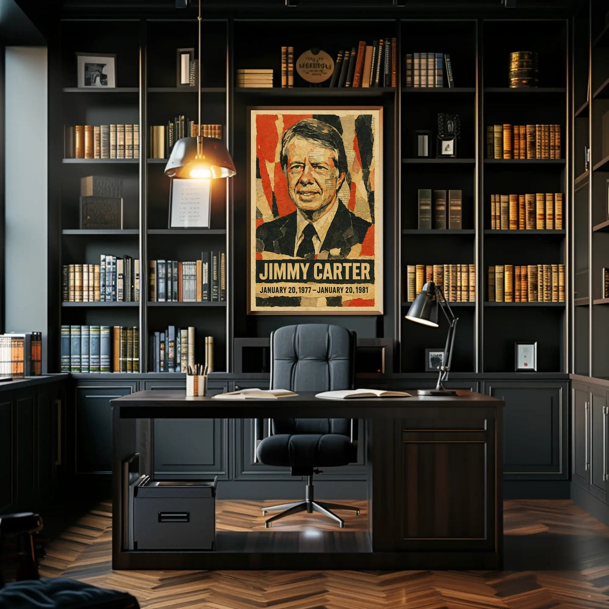 Jimmy Carter 39th President of the United States Layered paper Collage Poster