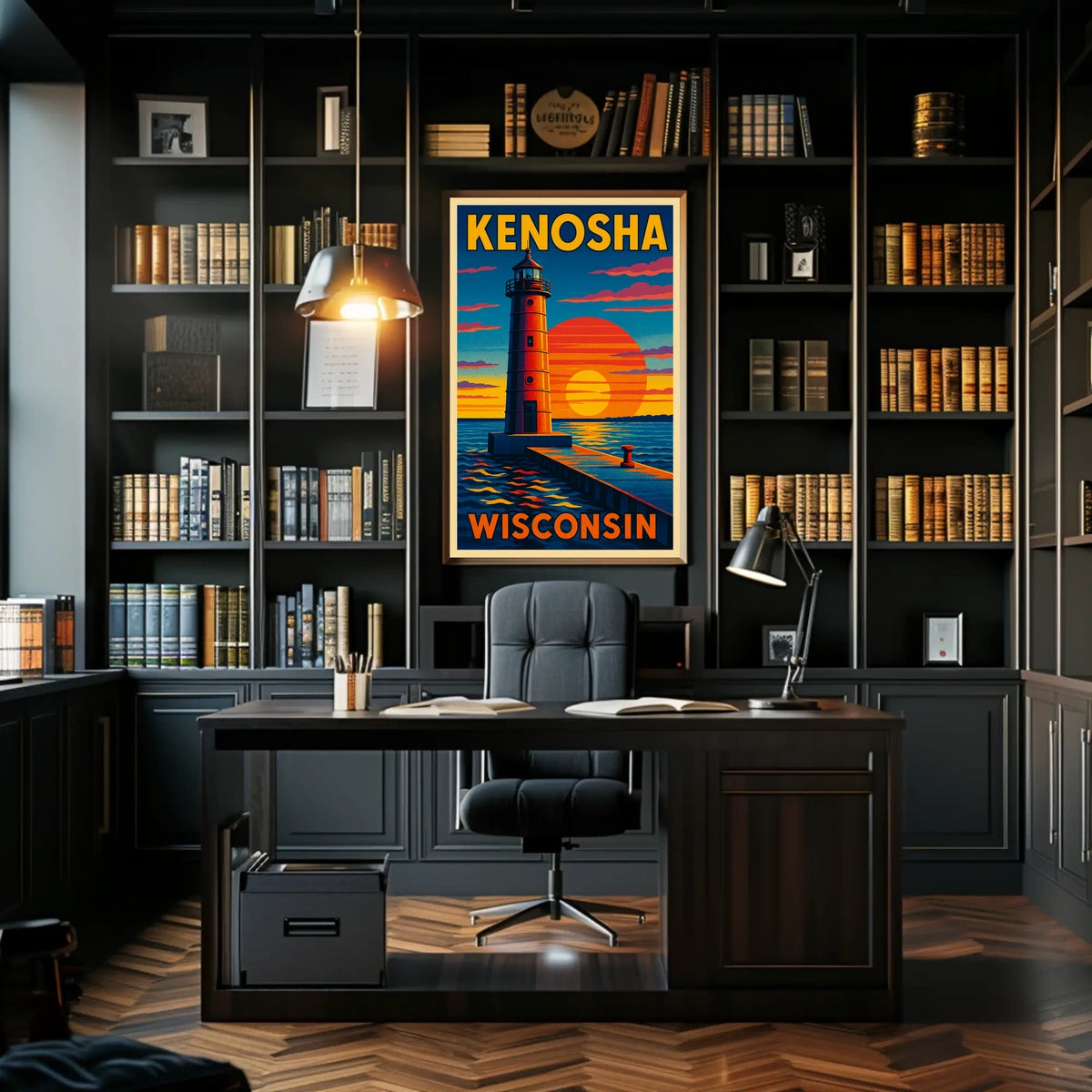Kenosha Lighthouse at Sunset Poster