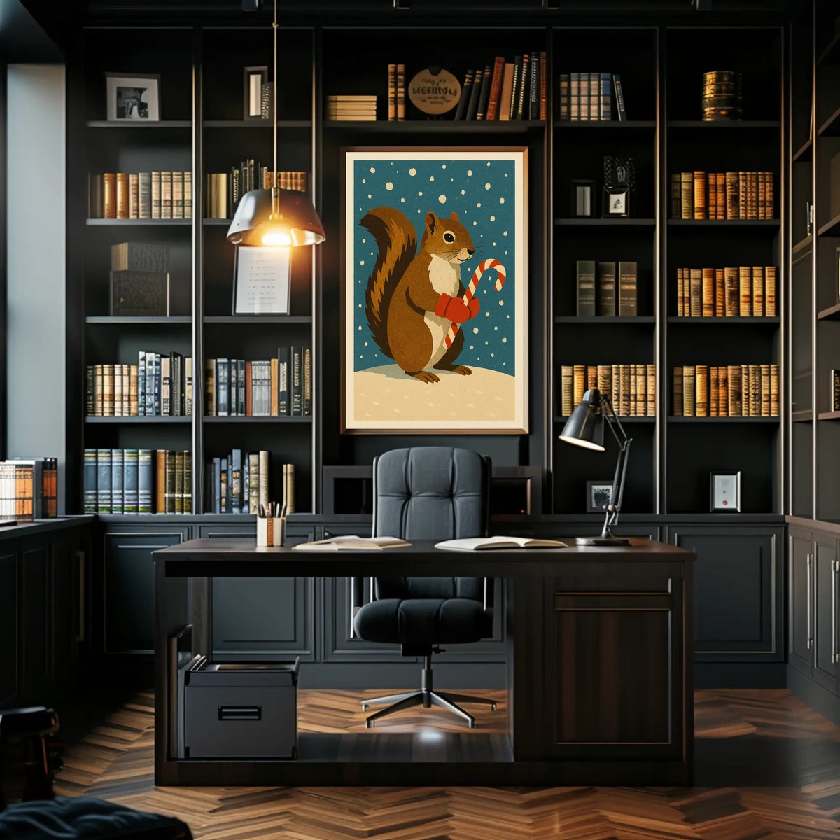 Squirrel Candy Cane Poster