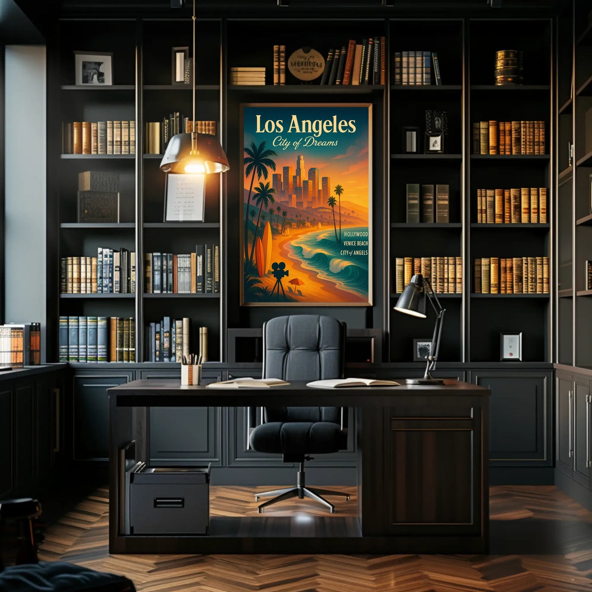 Los Angeles Dreamscape Vintage Poster: Urban & Coastal