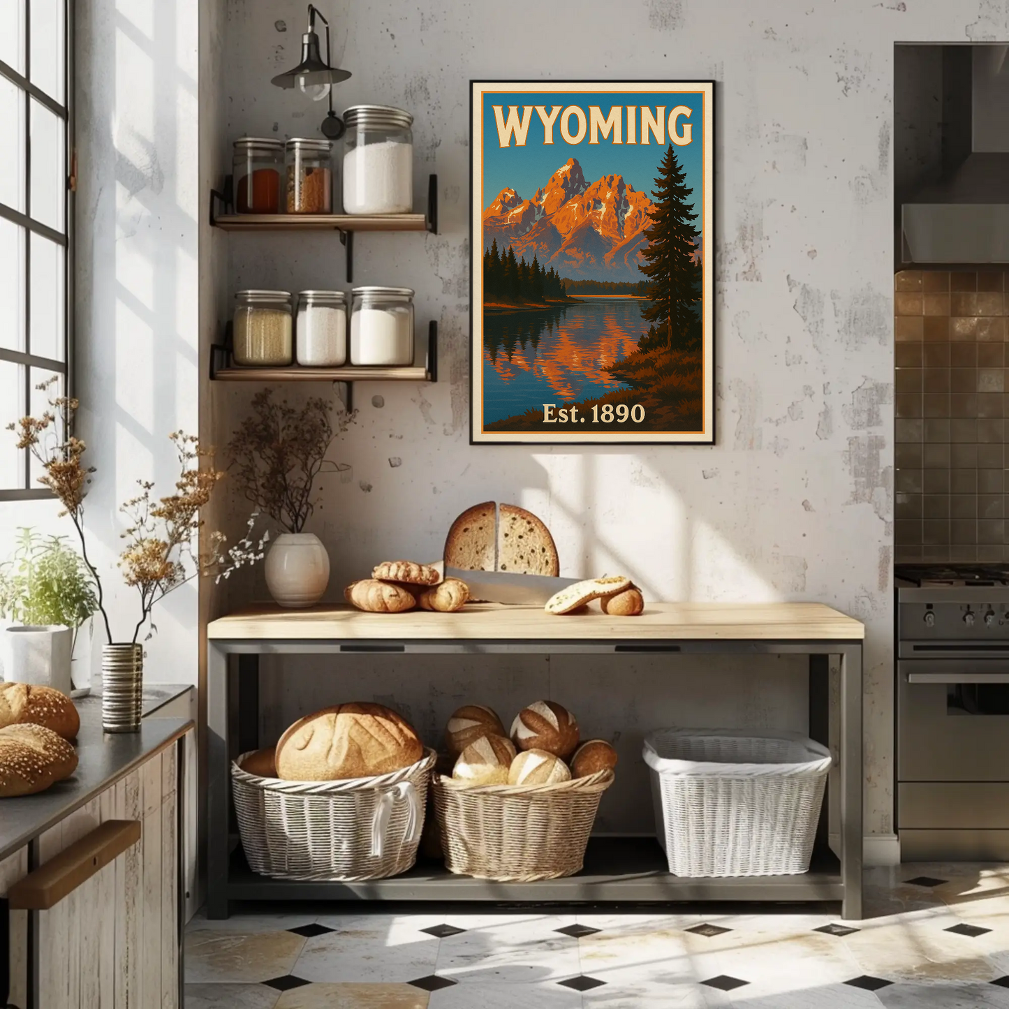 Wyoming Grand Tetons Mountain Lake Reflection Travel Poster