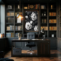 Blooming Roses Monochrome Elegance Art Poster PosterGoat