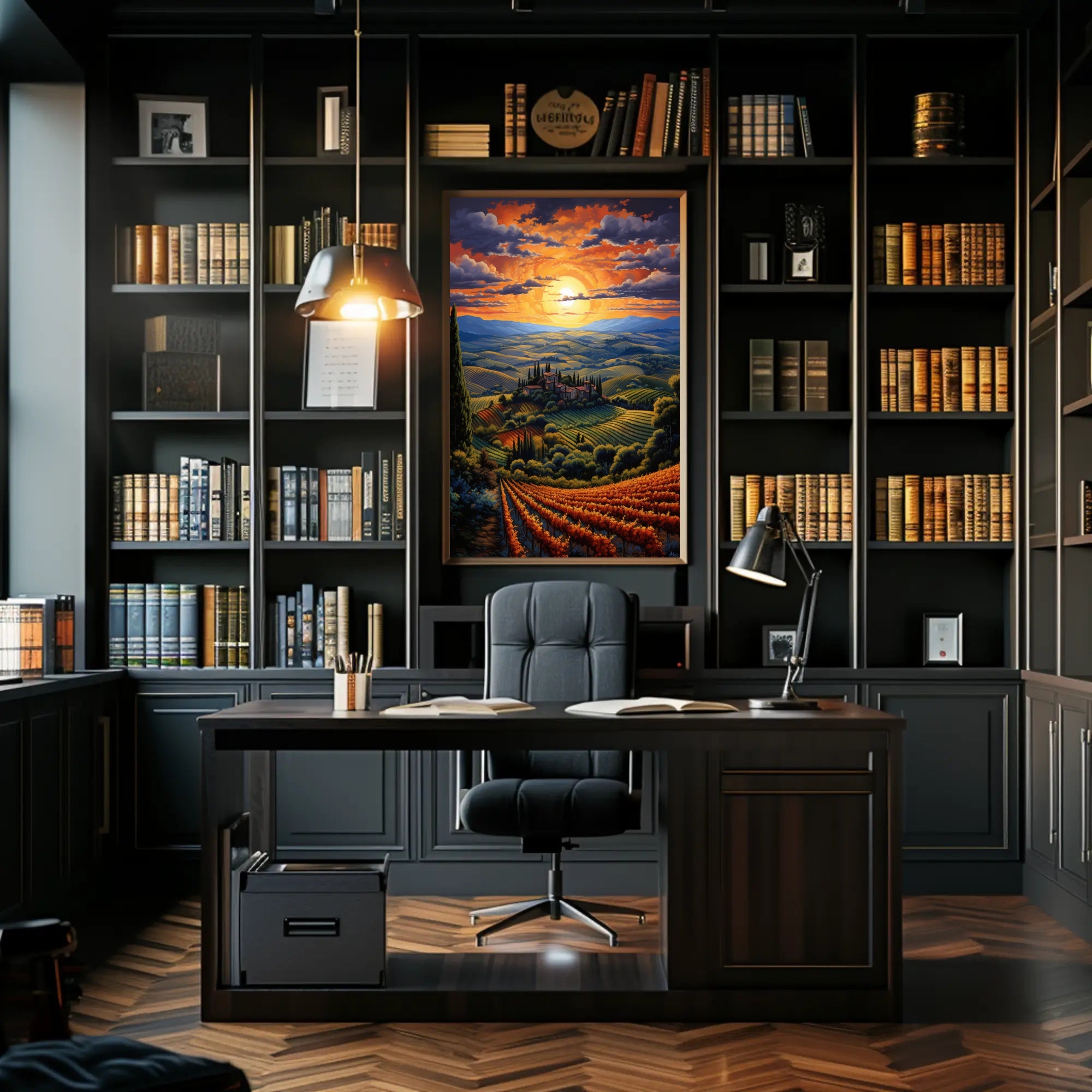 Sunset Over Tuscan Hills Poster