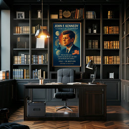 John F. Kennedy Inspirational Leadership Vintage Poster