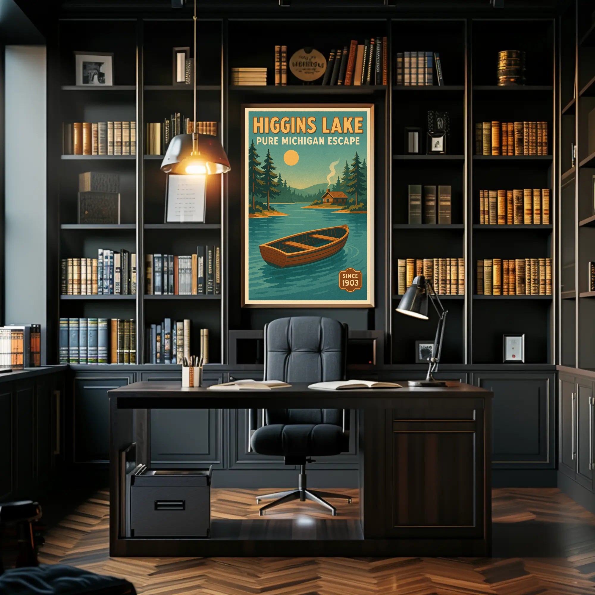 Higgins Lake Vintage Travel Poster Wall Art
