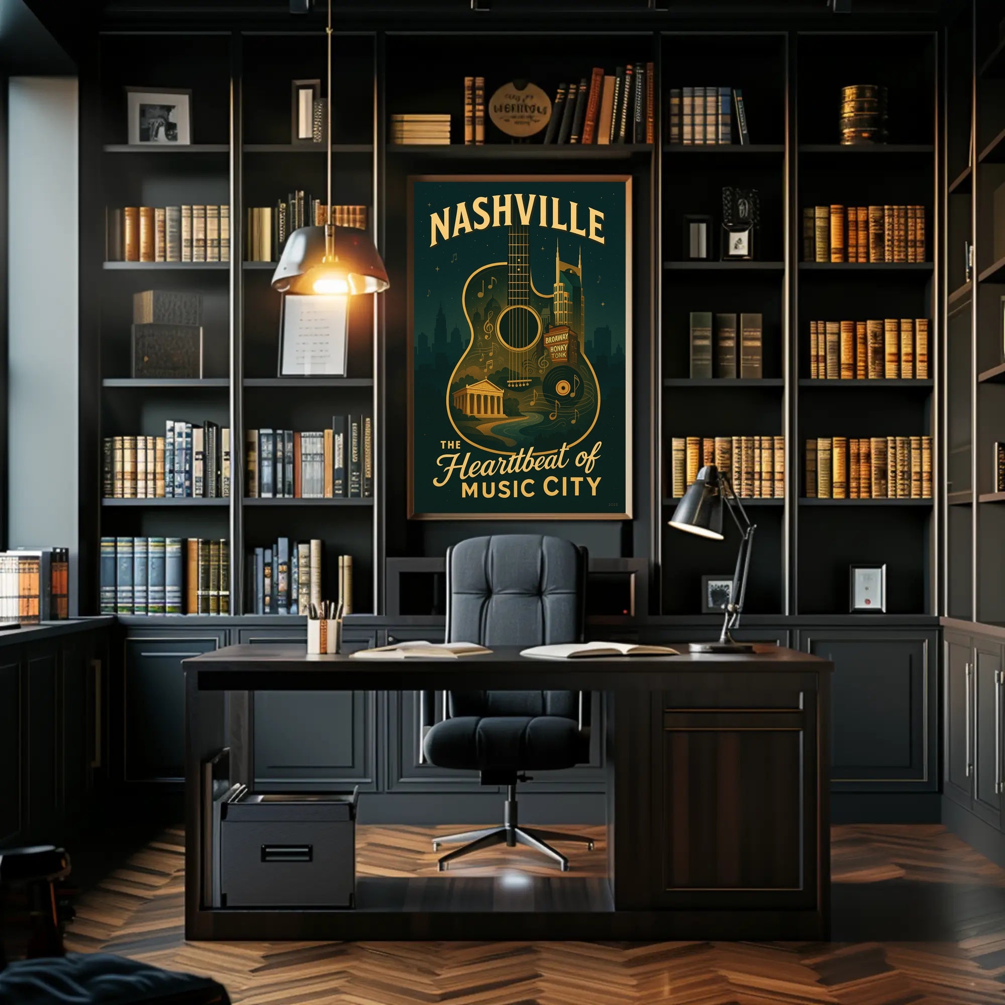 Nashville Poster Vintage Music City Wall Art