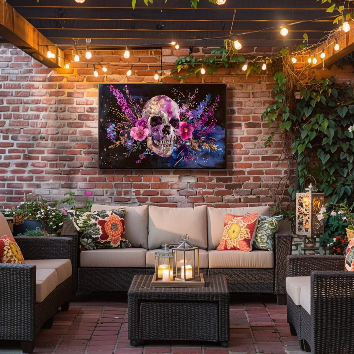 Floral Skull Art Poster