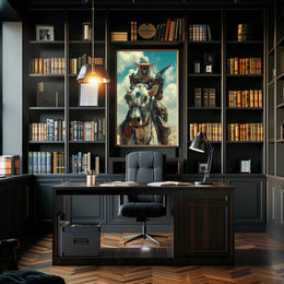 Cyberpunk Cowboy: Futuristic Western Art Print PosterGoat