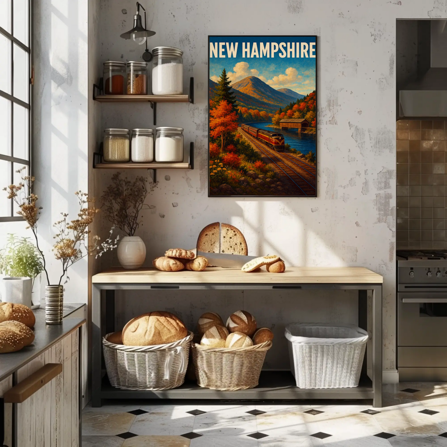 New Hampshire Mountain Train Autumn Scenic Railway Travel Poster Travel Poster