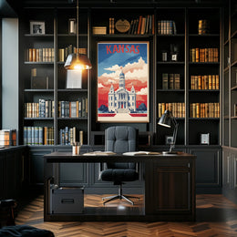Kansas State Capitol Patriotic Vintage Travel Poster