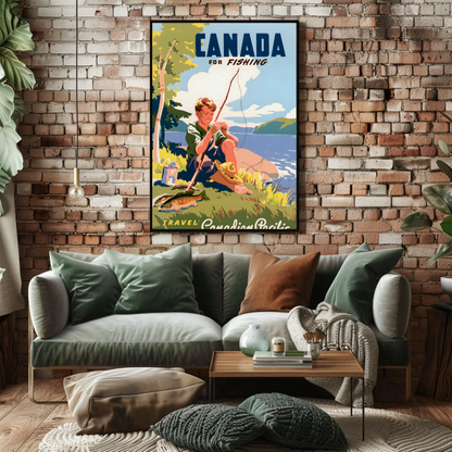 Canada for Fishing Canadian Pacific Travel Poster (1940s)