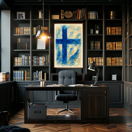 Abstract Blue Cross Abstract Poster