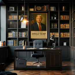 Donald Trump Silent Sentinel Patriotism Cinematic Realism Iconic American Portrait Leadership Legacy Bold Vision Poster