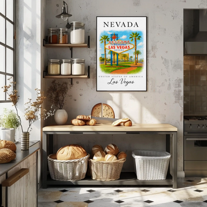 Las Vegas Nevada Welcome Sign Palm Trees Poster Poster