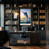 Blue Marlin Leap Poster PosterGoat