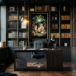 Whimsical Fox Picnic in Enchanted Forest Poster