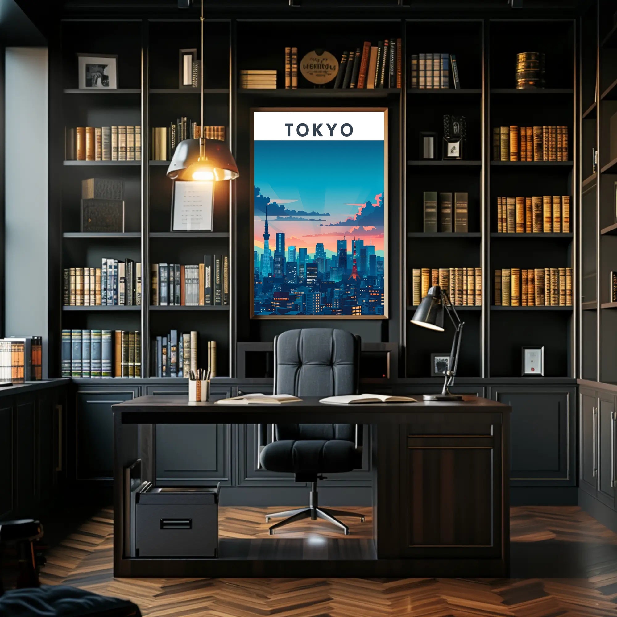Tokyo Skyline at Sunset Travel Poster