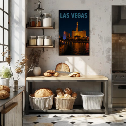 Las Vegas Eiffel Tower Hotel Night Lights Poster