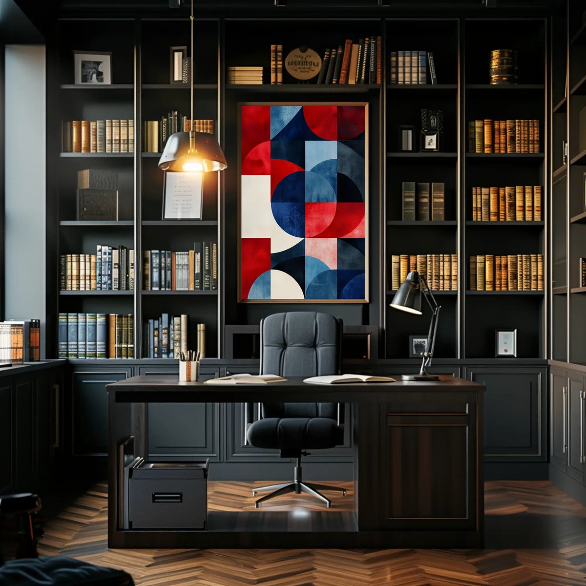 Geometric Shapes In Patriotic Abstract Art Modern Poster