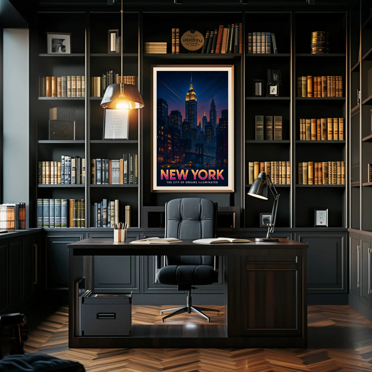 New York Nightscape Dreams Skyline Poster Modern Wall Art