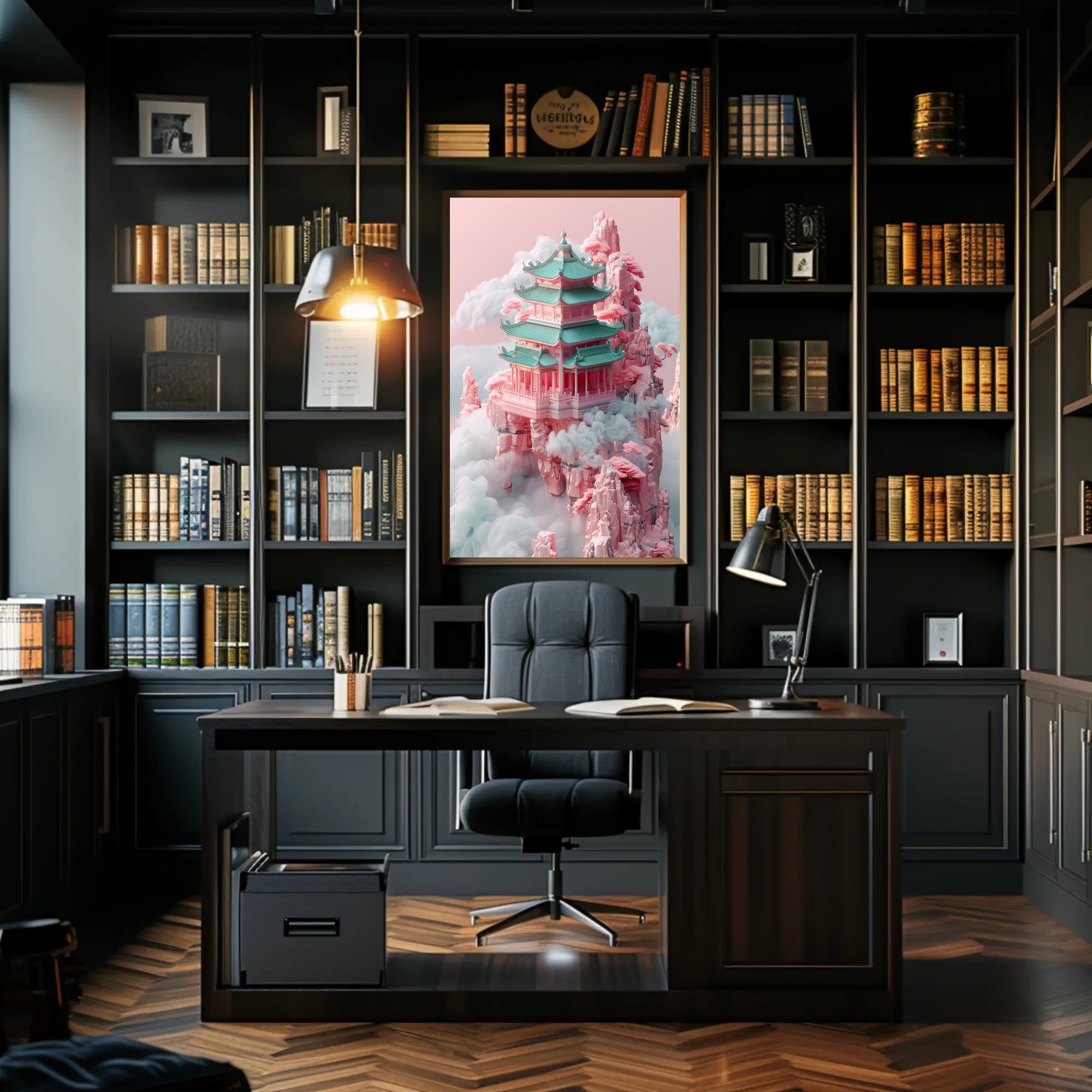 Floating Pagoda In The Clouds Poster PosterGoat