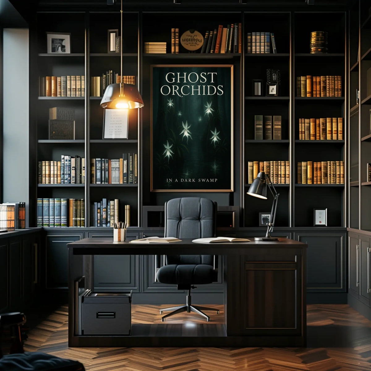 Ghost Orchids In A Dark Swamp Poster