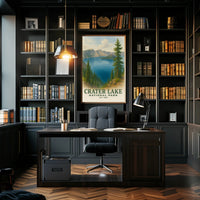 Crater Lake Scenic Travel Poster Vintage Wall Art