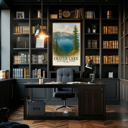 Crater Lake Scenic Travel Poster Vintage Wall Art