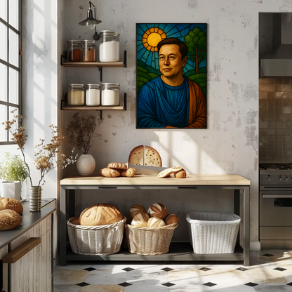 Elon Musk Modern Icon Stained Glass Poster