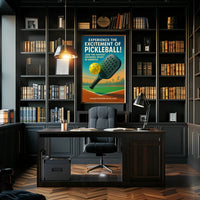 Pickleball Paddle in Action: Vibrant Sports Poster PosterGoat