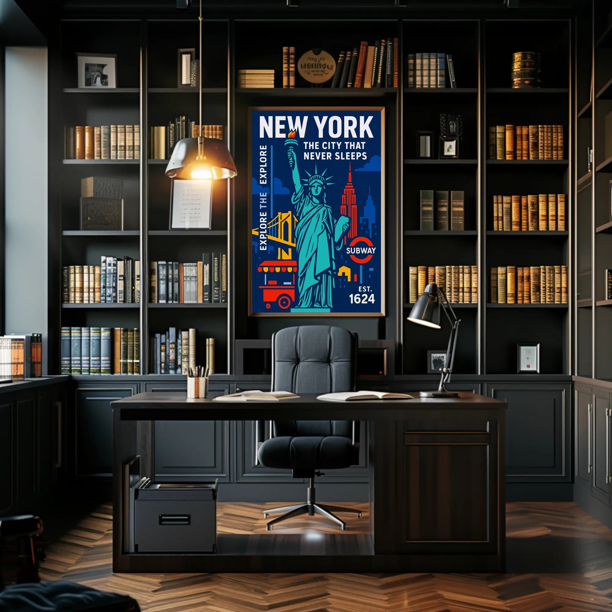 Explore New York City in Vibrant Urban Cityscape Poster