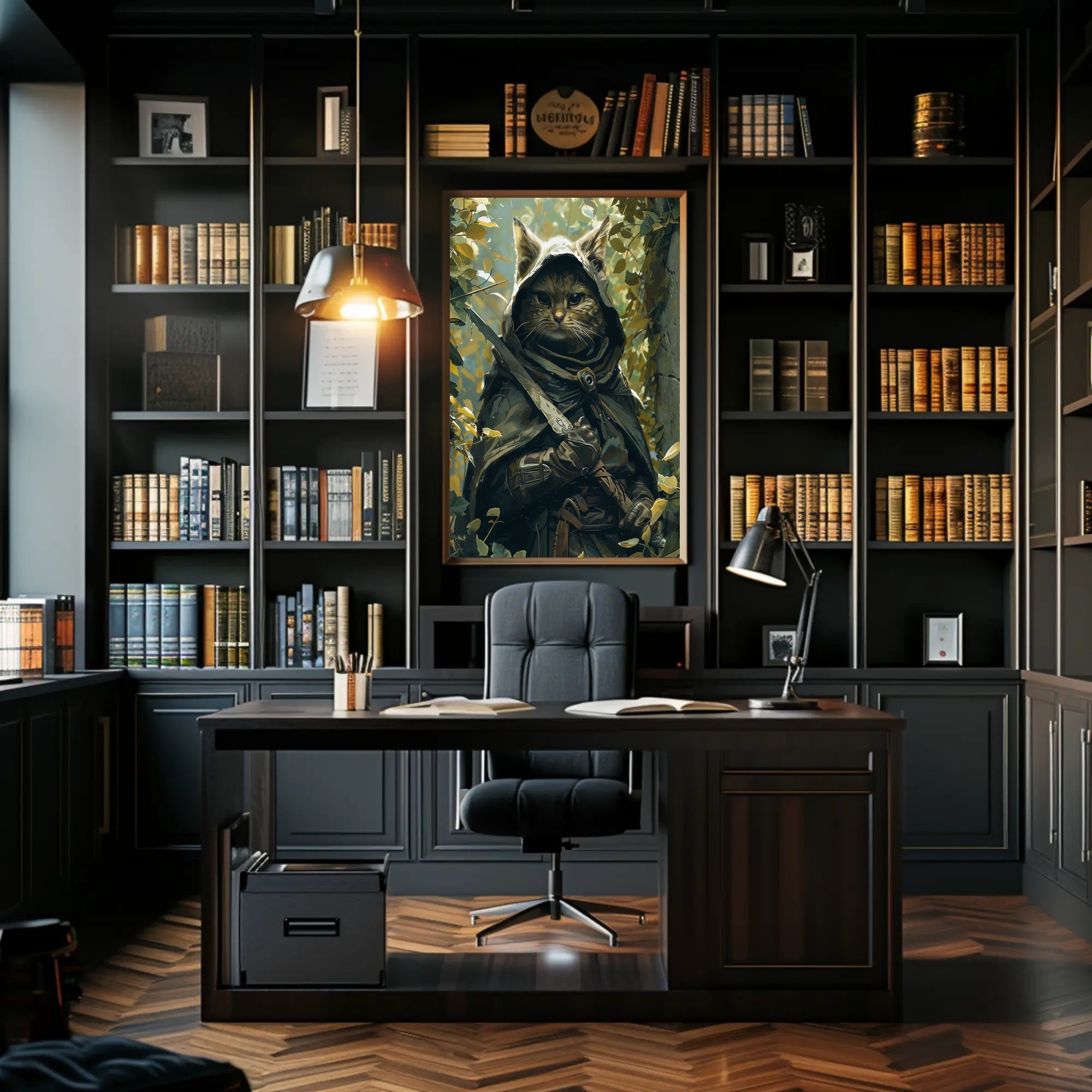 The Enigmatic Feline Adventurer Poster PosterGoat