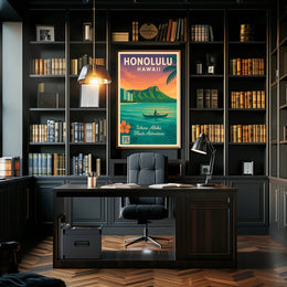 Honolulu Tropical Adventure Vintage Travel Poster PosterGoat