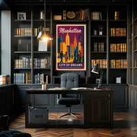 Manhattan City of Dreams Vintage Travel Poster
