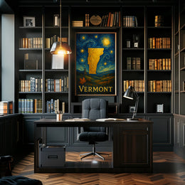 Vermont Starry Night Poster Vintage Travel Print