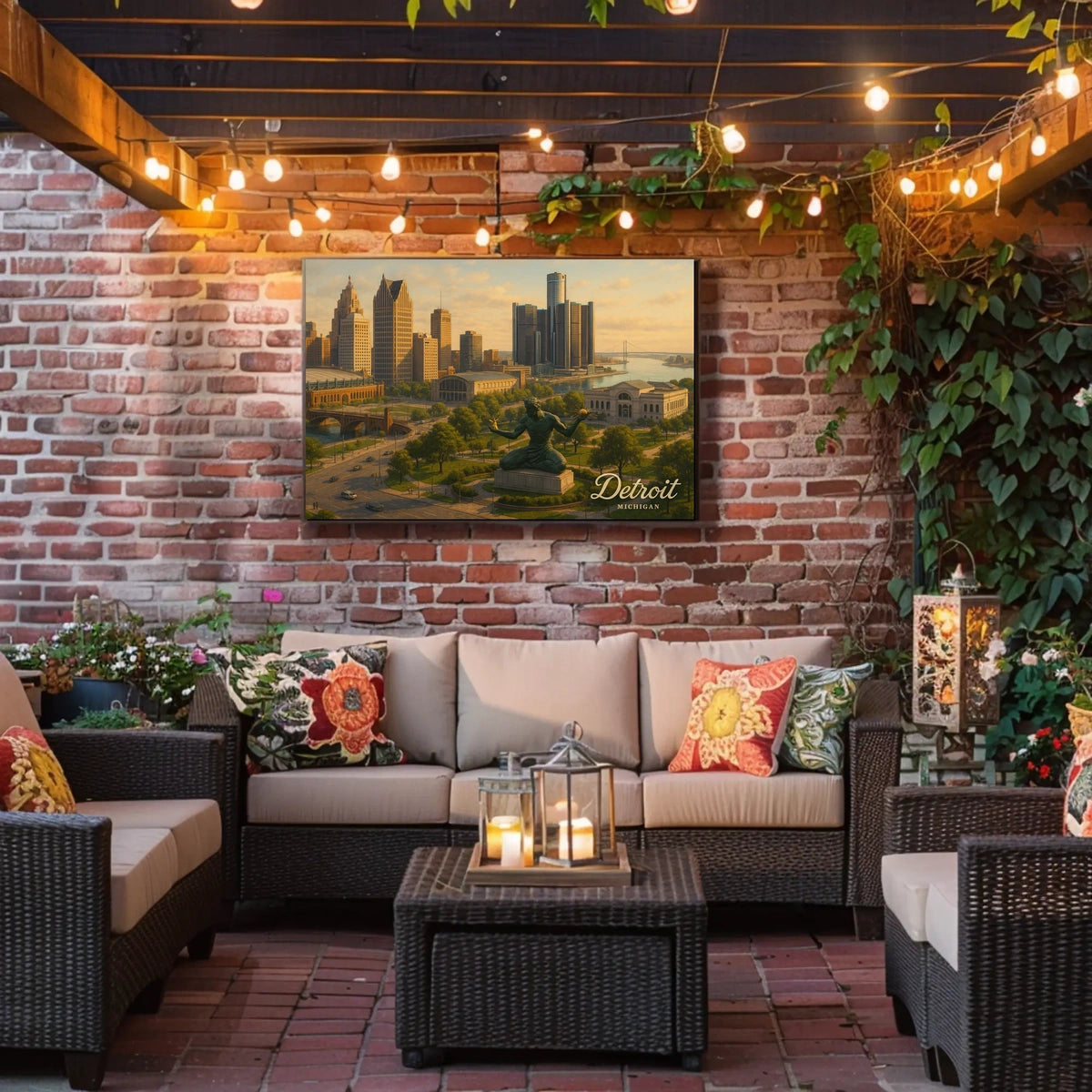 Detroit Skyline Michigan Urban Travel Photography Realism Heritage Iconic Cityscape Poster