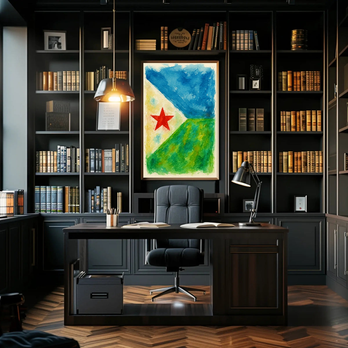 Abstract Landscape With Red Star Poster